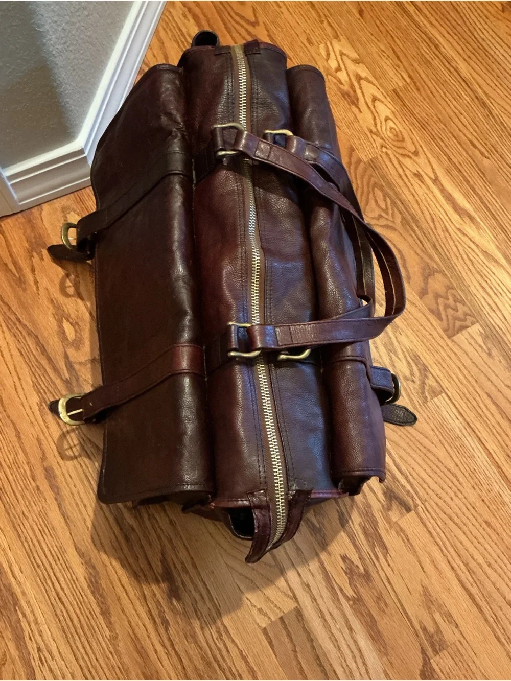 Vintage Genuine Leather Dark Brown Messenger Satchel Work Bag Made in India 20”